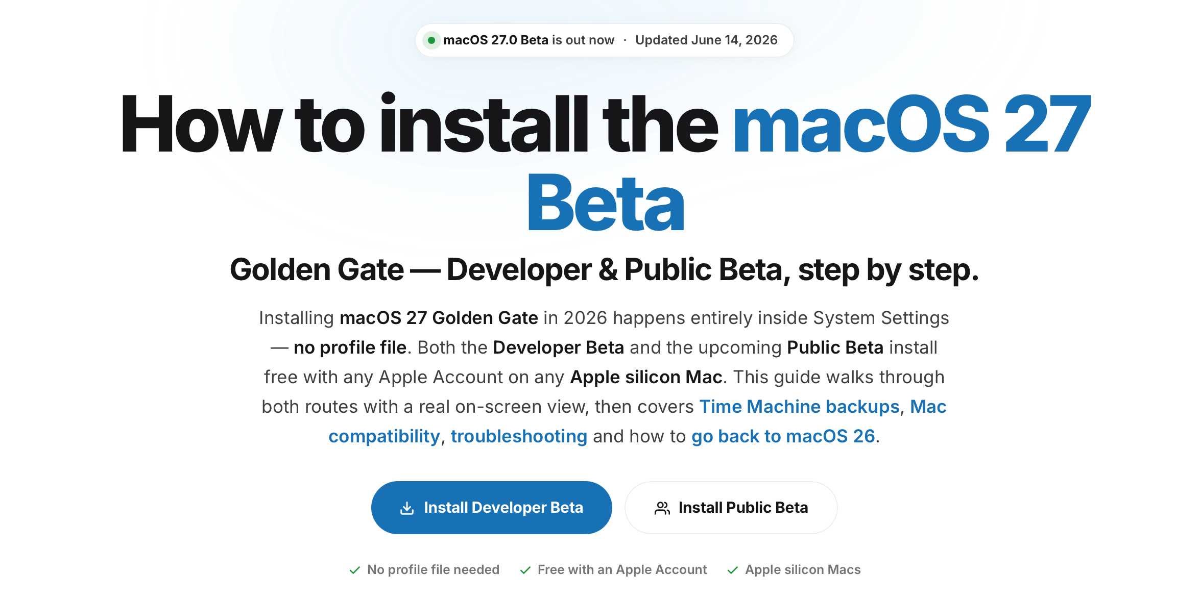 How to install the MacOS 27 Beta