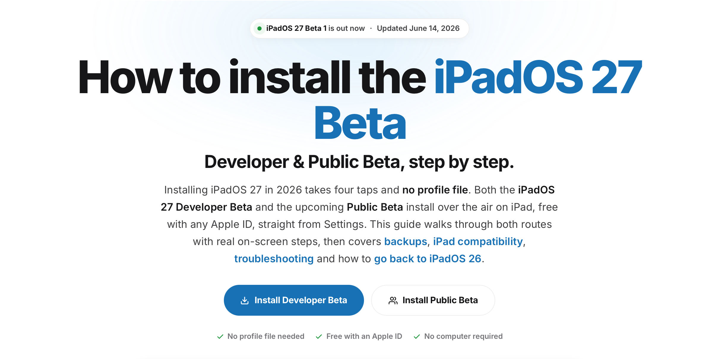 How to install the iPadOS 27 Beta