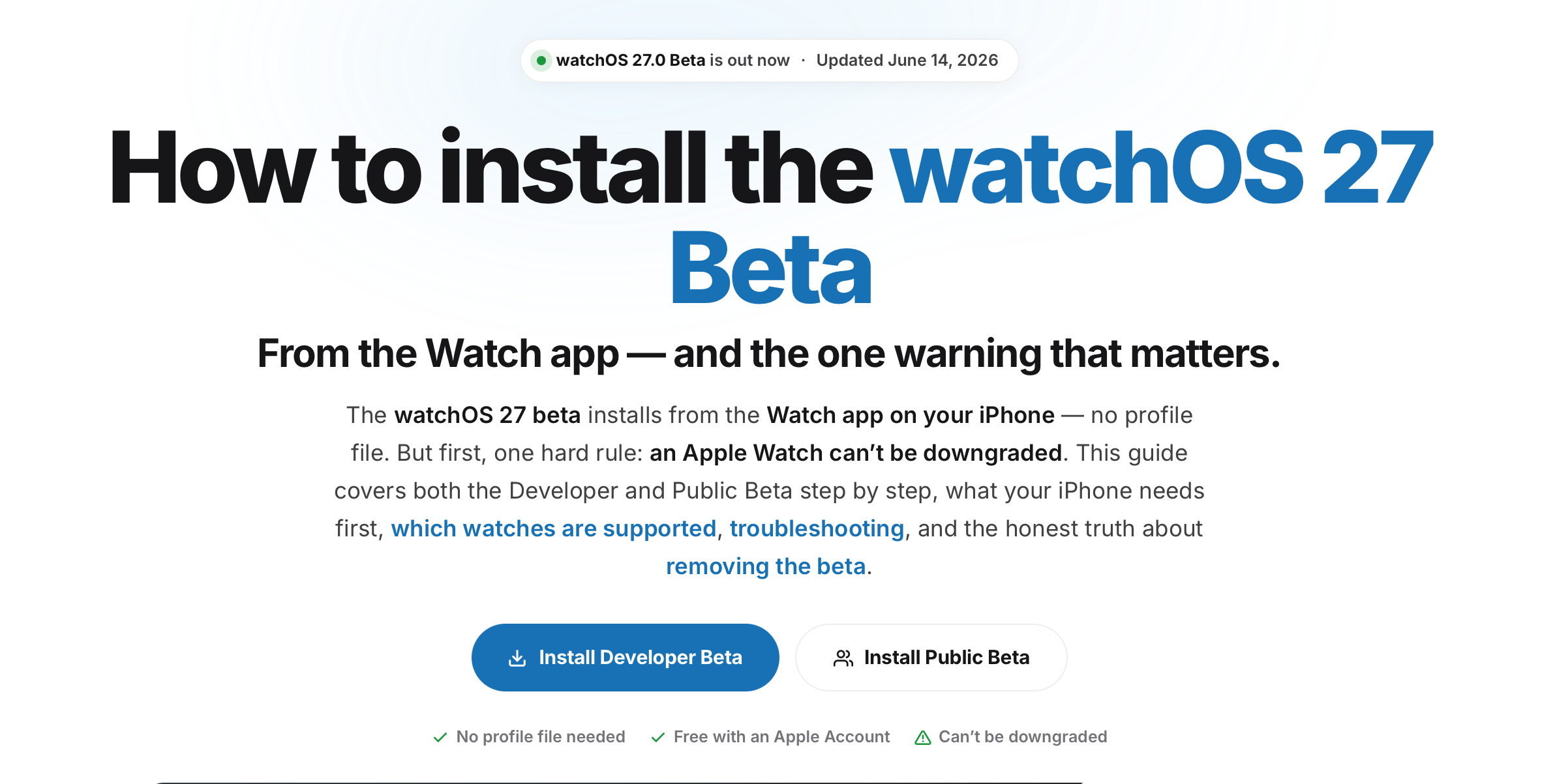 How to install the watchOS 27 Beta